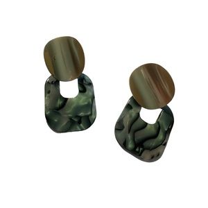 Gold and Iridescent Marbled Modern Chic Drop Earrings